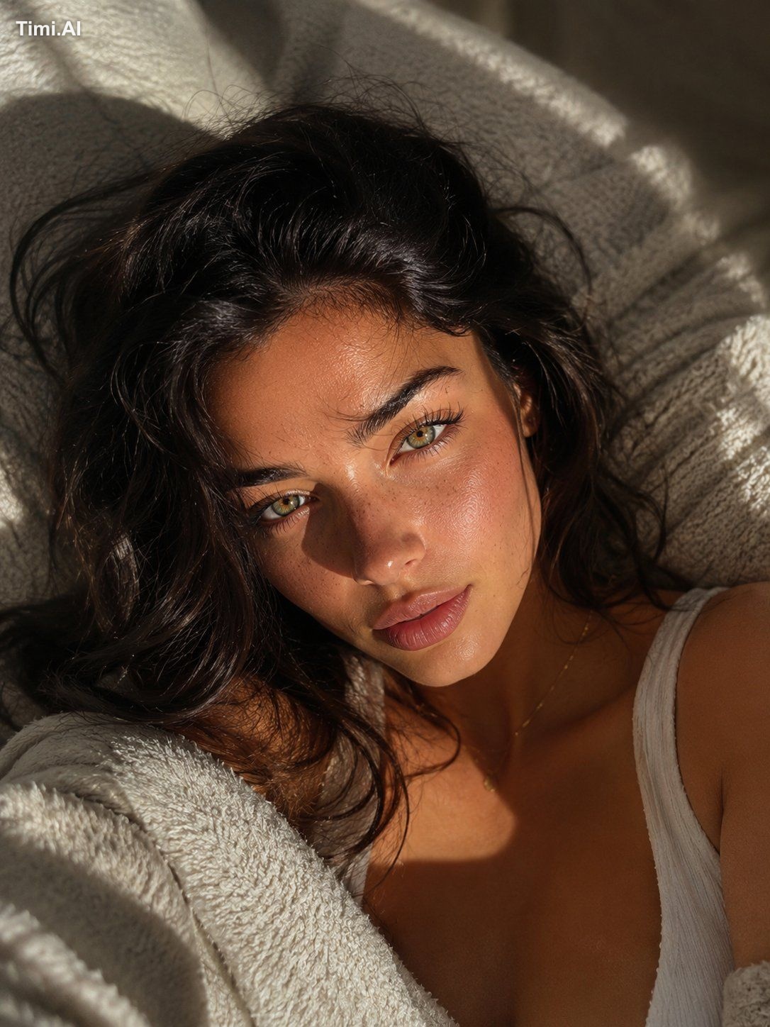 Create an ultra-realistic, cinematic close-up portrait of a naturally b…
