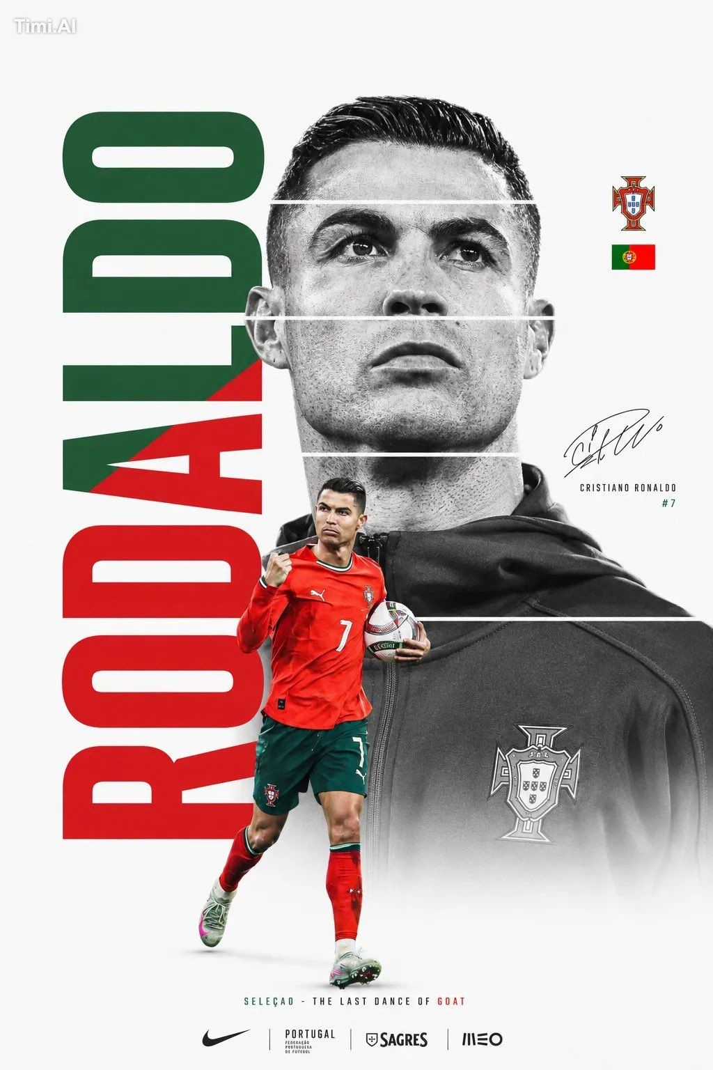 Create a premium FIFA World Cup poster design featuring a legendary foo…