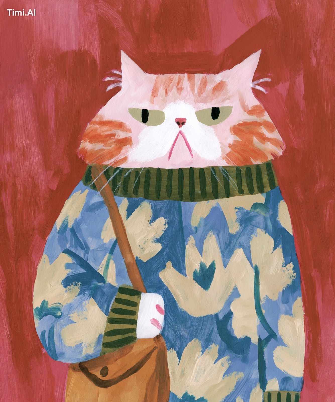 Cat in the style of Beatrix Potter and Oliver Jeffers --ar 5:6 --raw --…