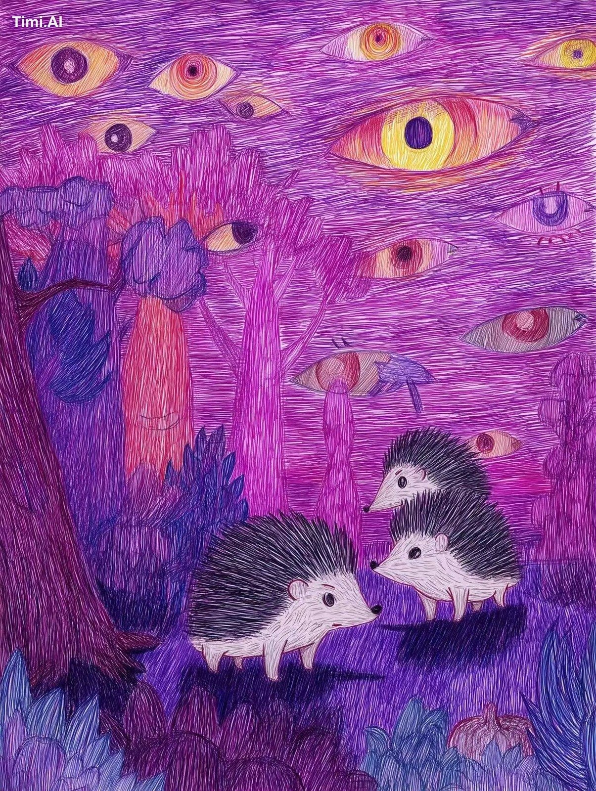 Absurd book cover with confused hedgehogs staring at invisible mirrors,…