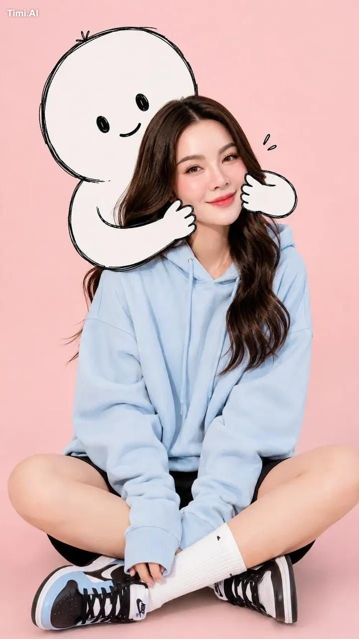 A high-quality, photorealistic fashion portrait of a cute, minimalist y… 1