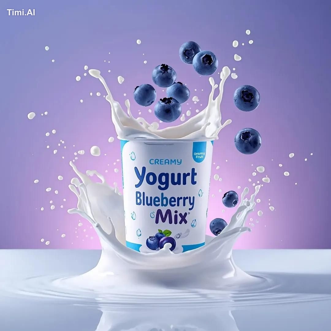 High-end commercial product photography of a (yogurt cup) labeled “(Cre… 2