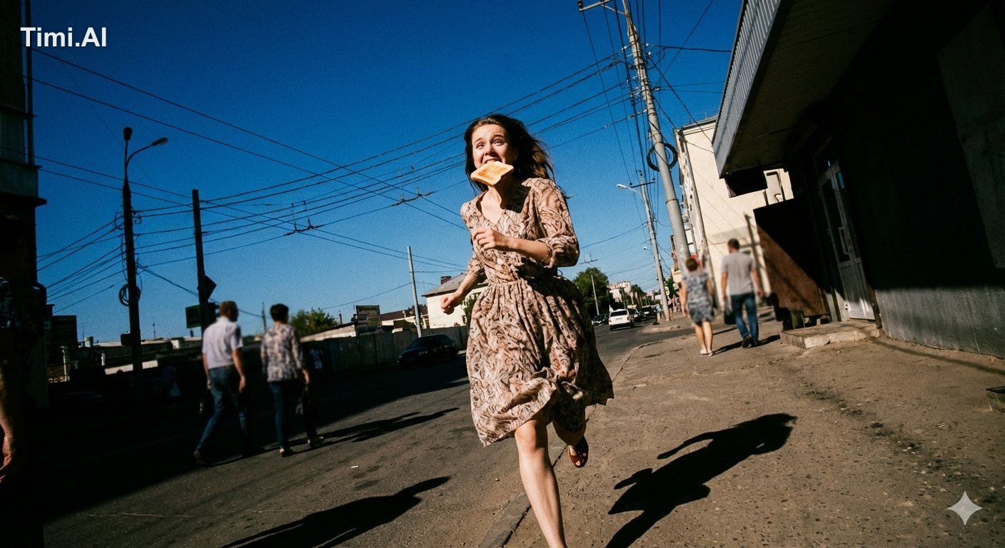 A photorealistic capture of chaotic youth frozen in time, featuring a b…