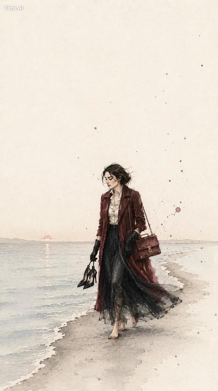 Paint a quiet fashion diary moment on handmade watercolor [CHARACTER] i… 2