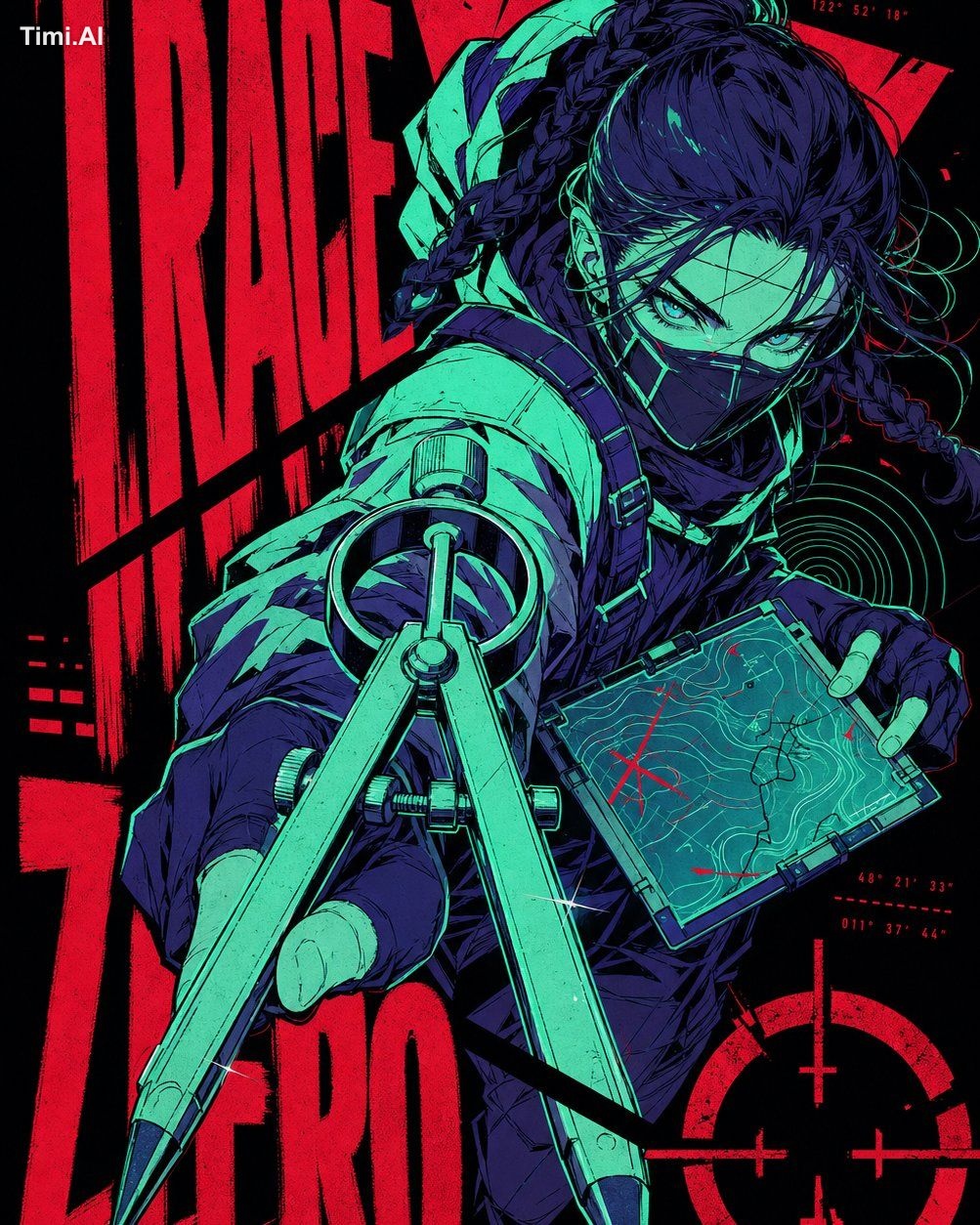 { "style": "neon-teal-crimson-manga-slice-poster", "aspect_ratio": "4:5… 3