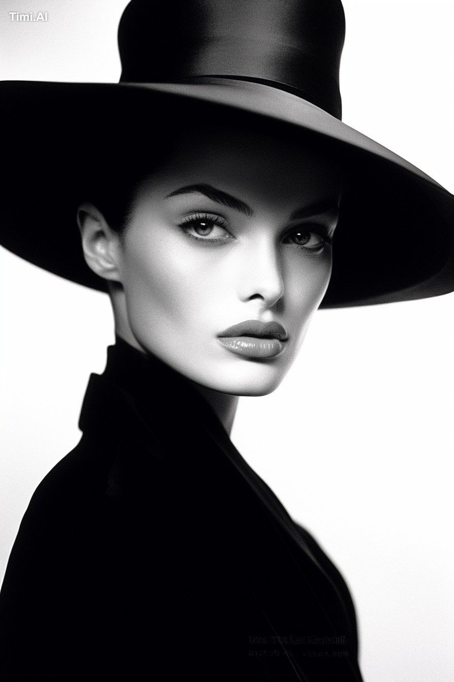 Fashion Photography | MOOD: Elegant | SCENE: A high-contrast black and …