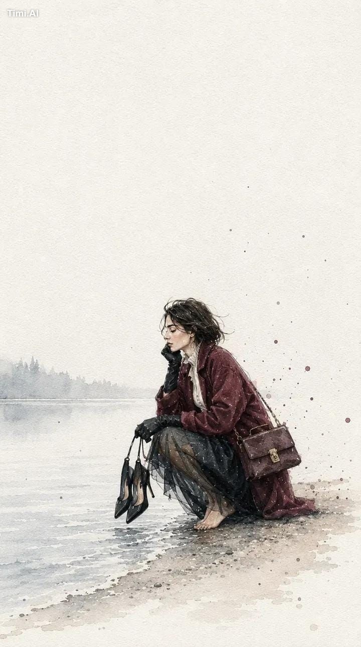 Paint a quiet fashion diary moment on handmade watercolor [CHARACTER] i… 3
