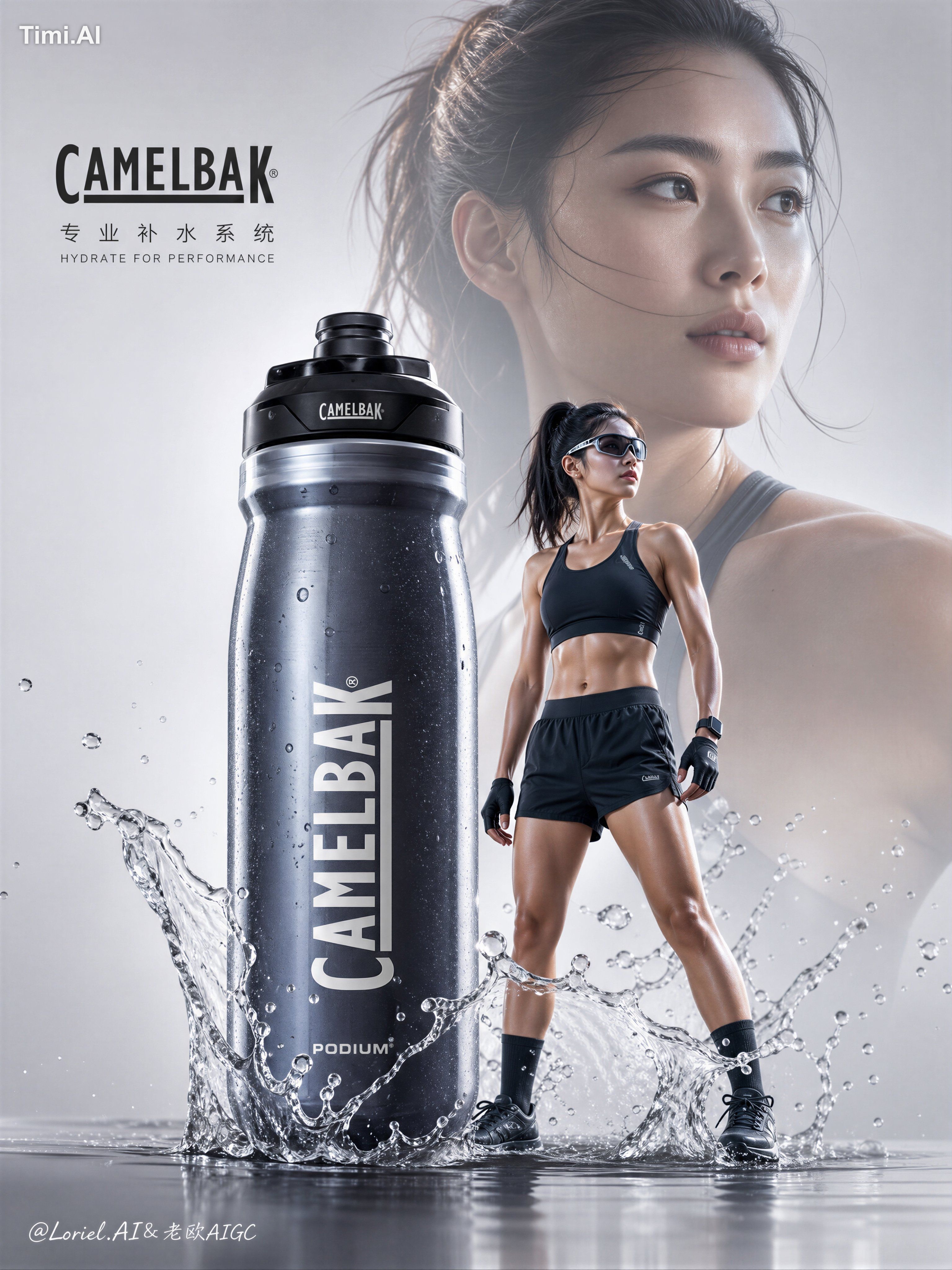 messy splash, dirty water, outdoor hiking scene, crowded gym background…