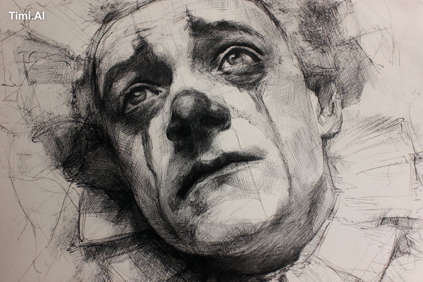 A charcoal sketch of a [subject], raw and textured with expressive shad… 1