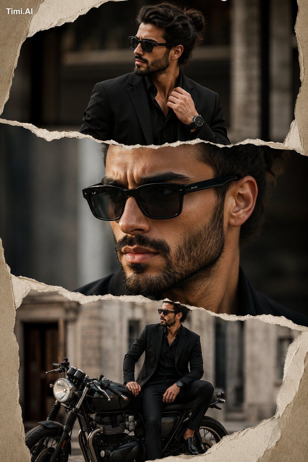 Ultra-realistic luxury fashion editorial collage portrait, 8K HDR, hype…