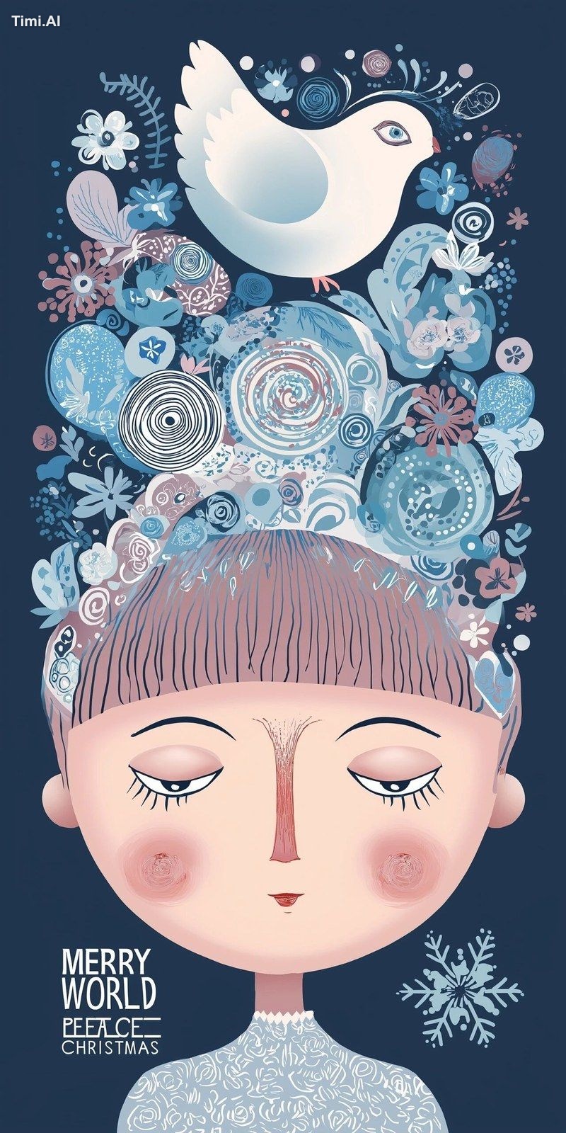 Chinese cute little girl front face ,pray,hypnotic swirl style ,imagina…
