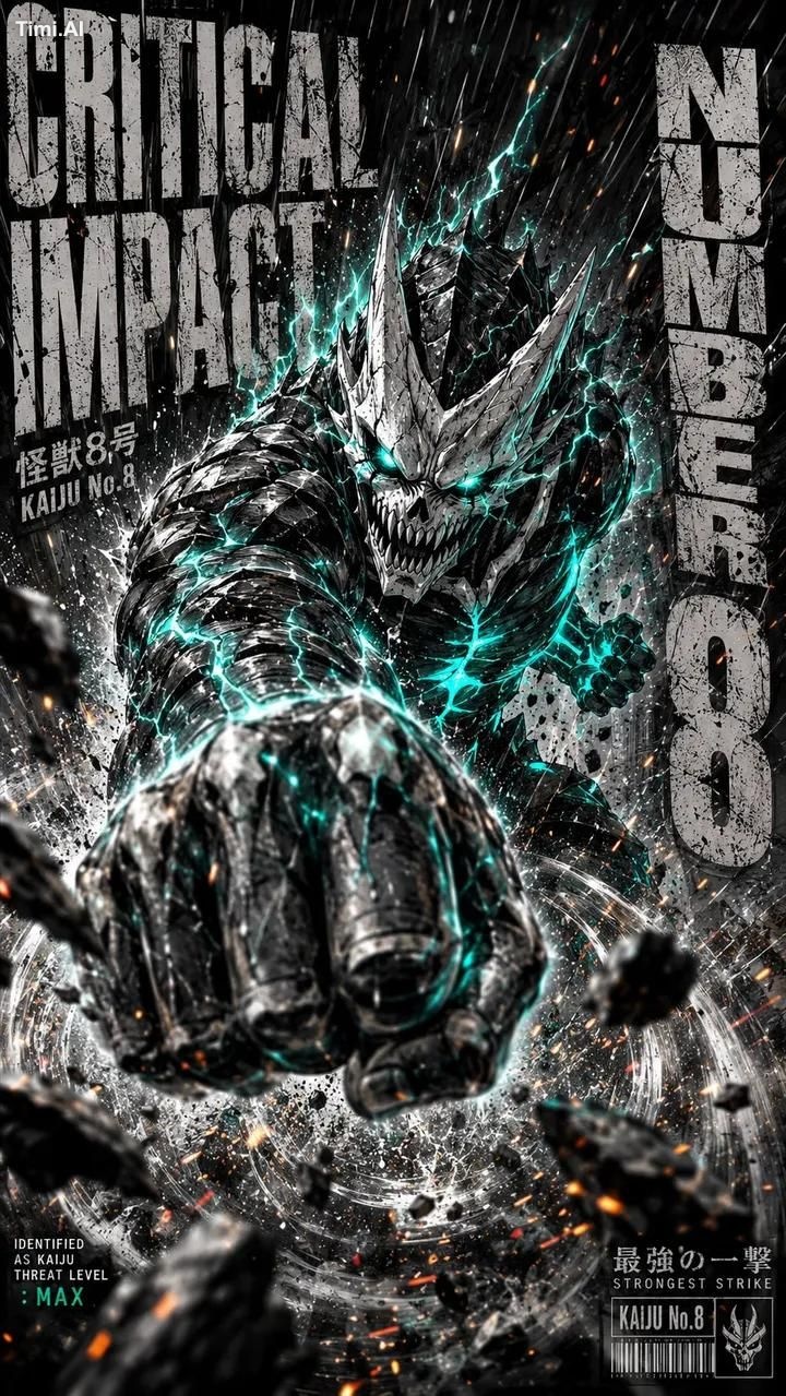 Masterpiece, ultra-detailed dark sci-fi manga illustration of Kaiju No.… 3