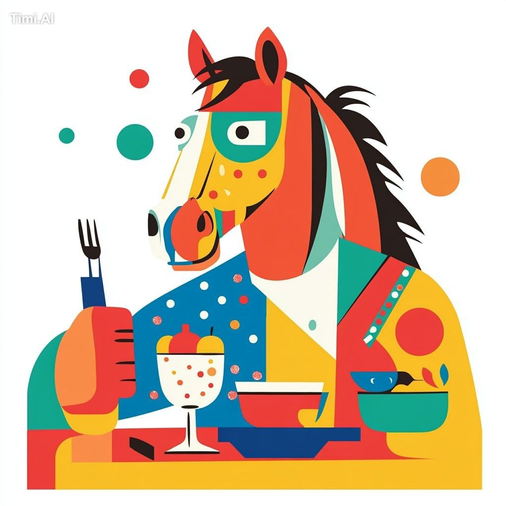 Horsehead Man, dining, anthropomorphic, illustrator Malika Favre's styl…