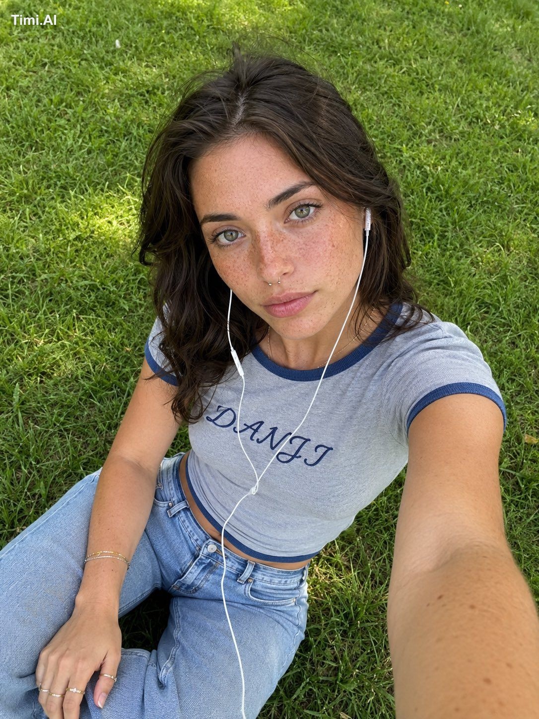 A simple amateur realistic iPhone selfie from a slightly far distant hi… 1