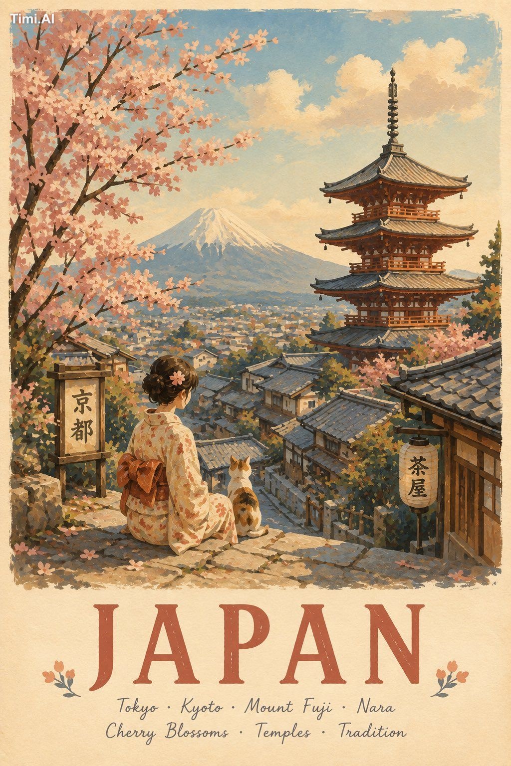 Create a premium illustrated travel poster of [CITY, COUNTRY] in a whim… 3