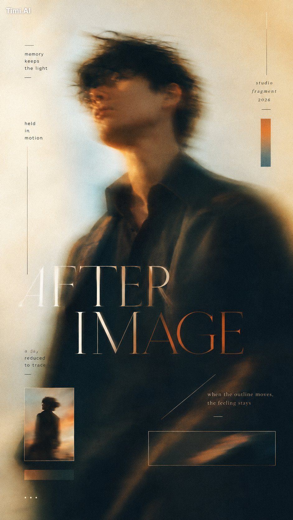 Create a 9:16 high-end color reveal editorial poster with a blurred fas… 2