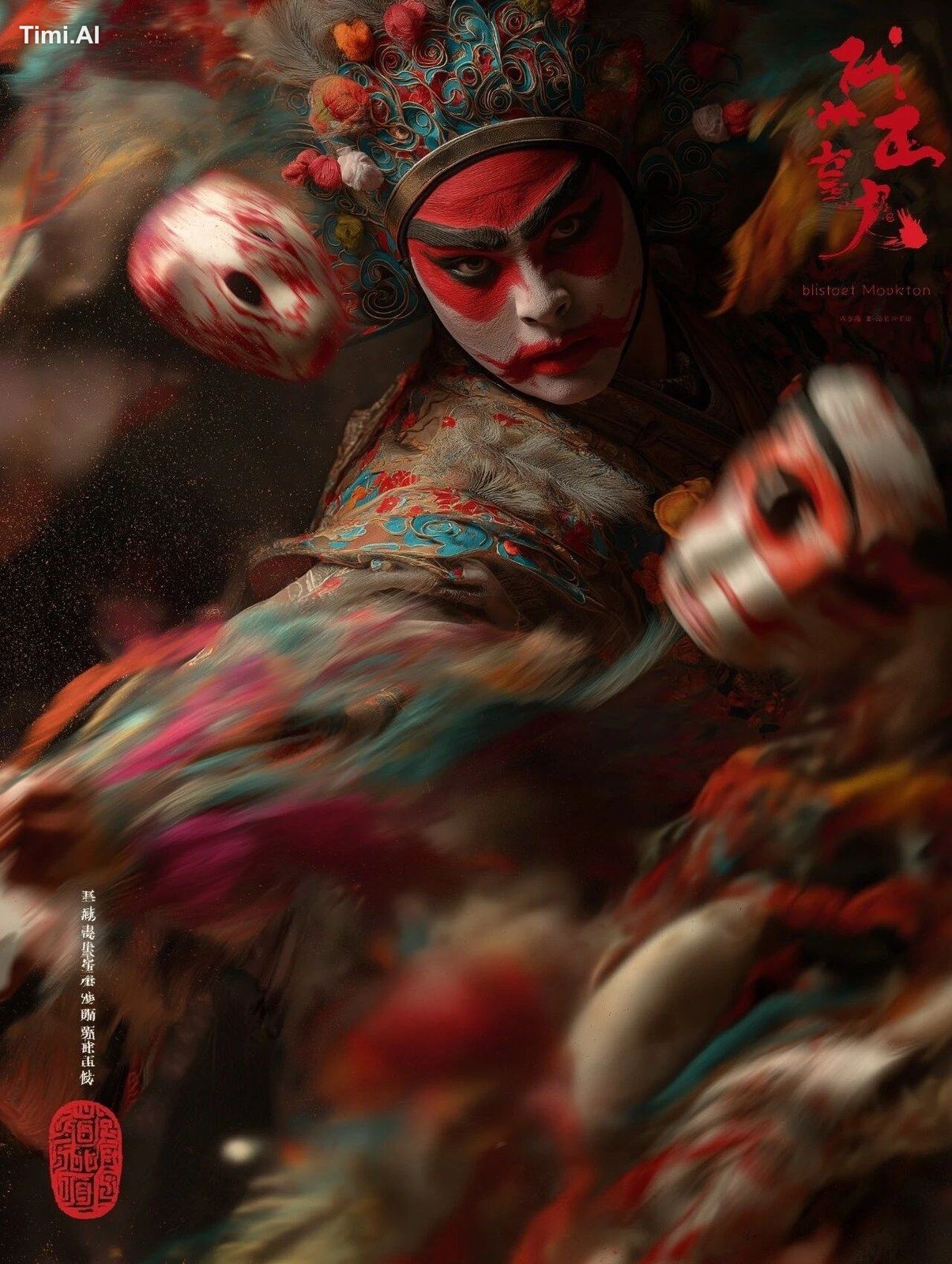 A dynamic promotional poster for Sichuan Opera Face-Changing, an intang…