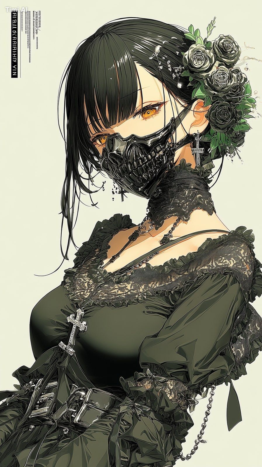 masterpiece, best quality, full body, a beautiful gothic woman wearing …