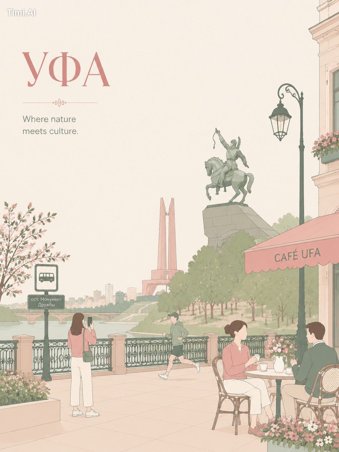 Create an airy city scene with large typography-safe negative space in … 1