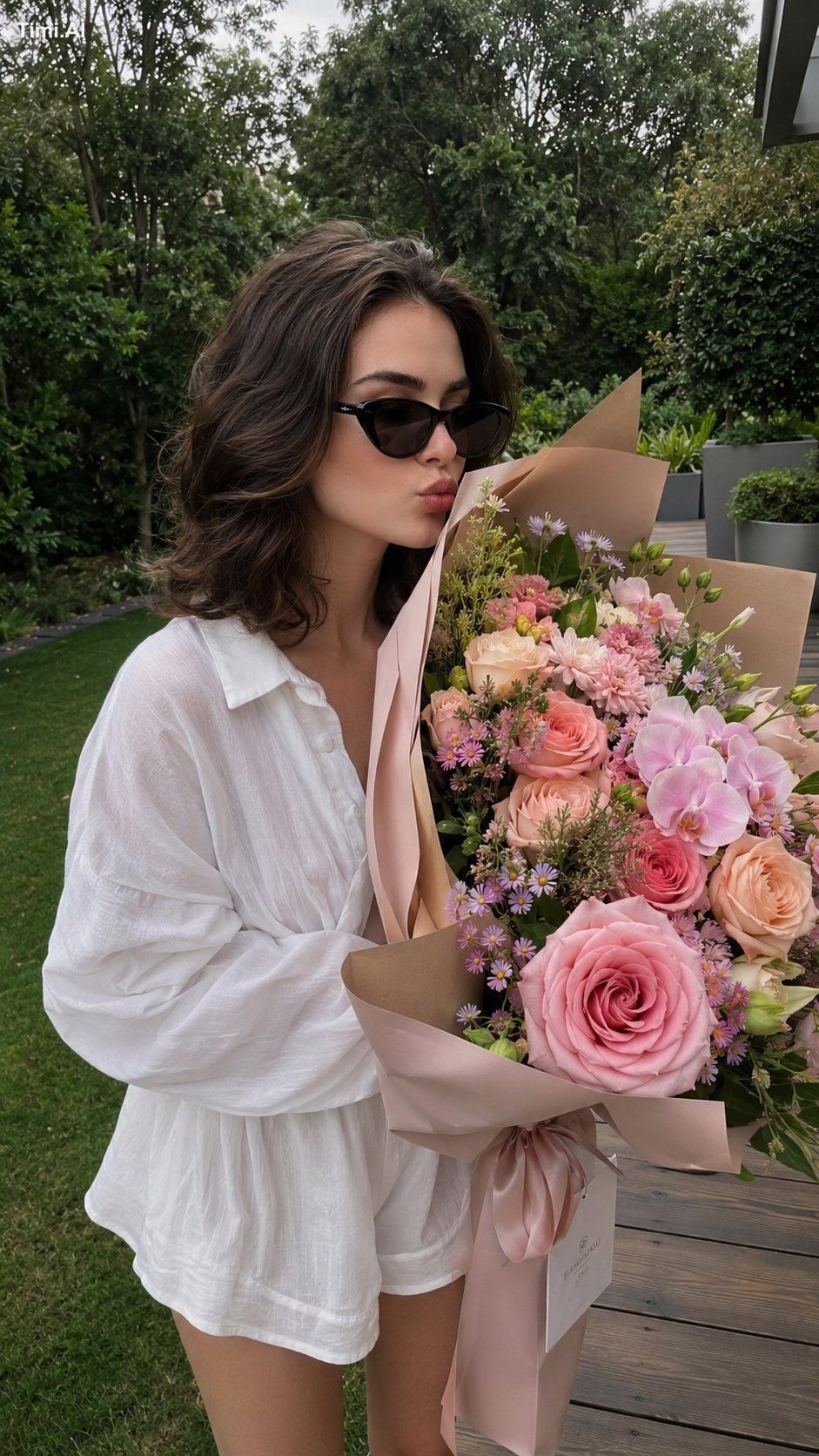�💐 "Hyper-realistic lifestyle photo of a young woman(match face) outdo…