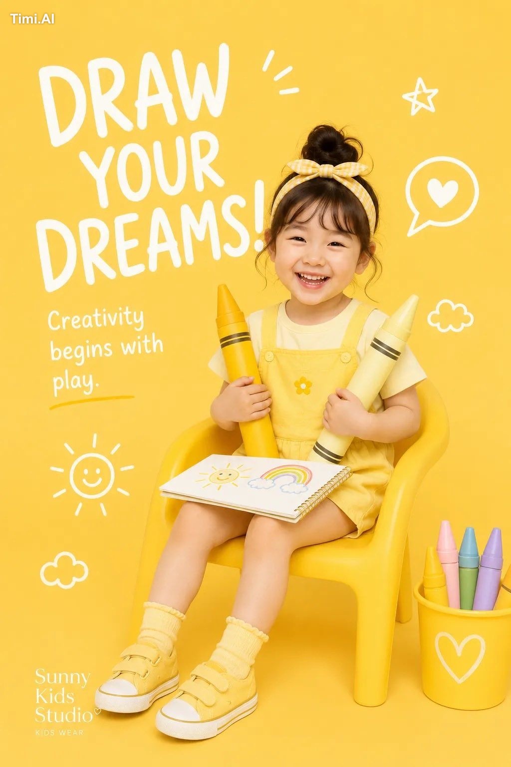 Design a premium playful children's fashion editorial poster for [BRAND… 2