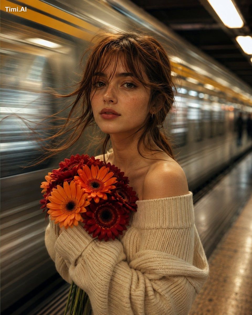 A cinematic, ultra-realistic, high-fidelity portrait of a young woman s…