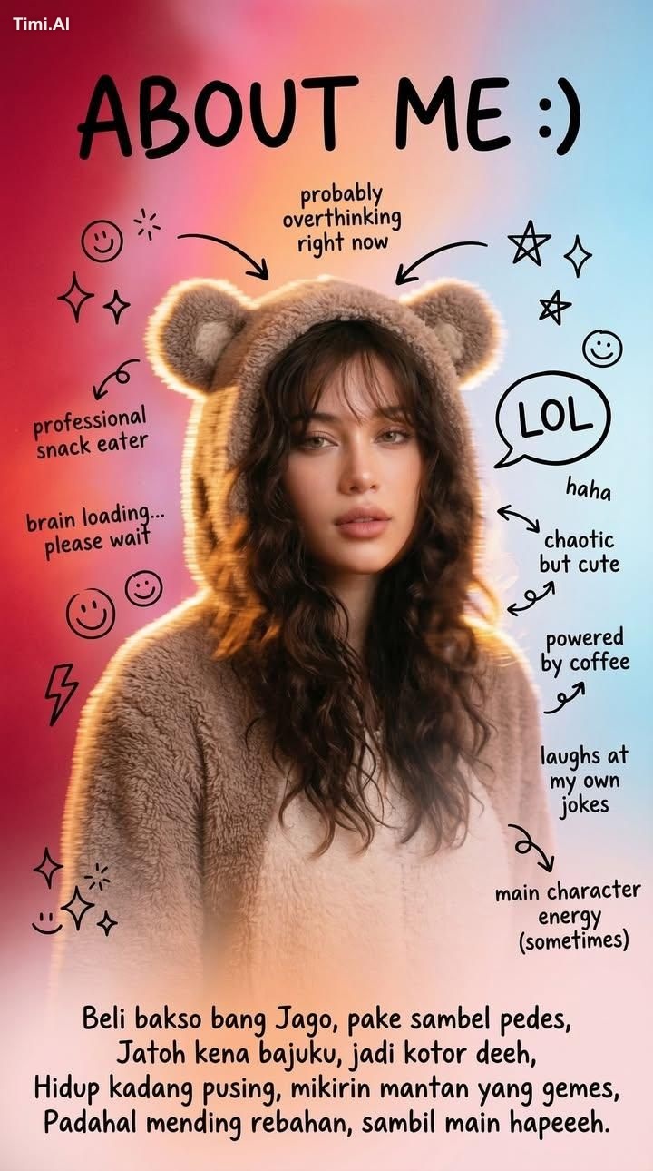 Create a playful Gen Z personality poster combining cinematic portrait … 1