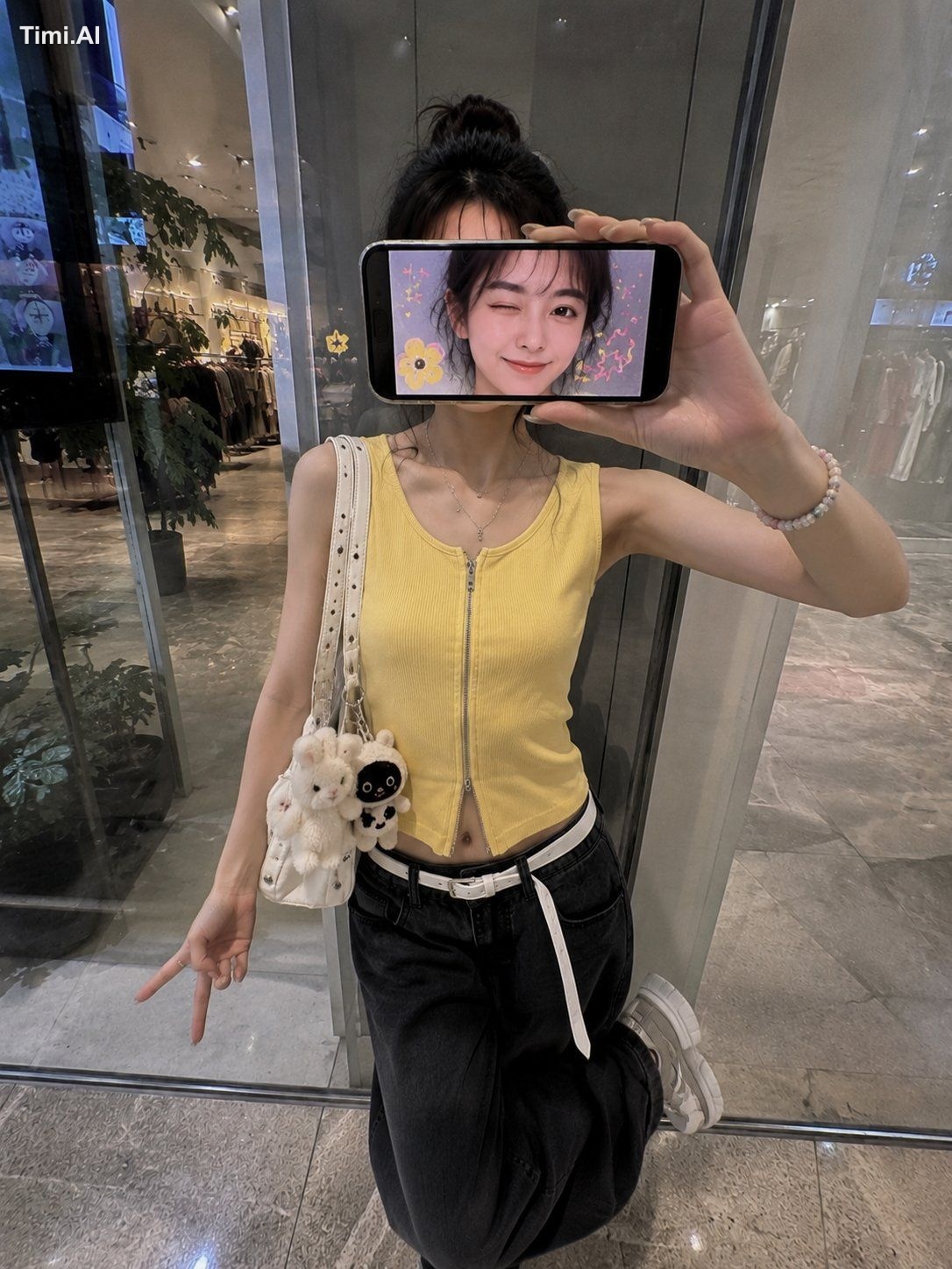 Ultra-realistic creative iPhone portrait of a stylish Japanese woman st… 1