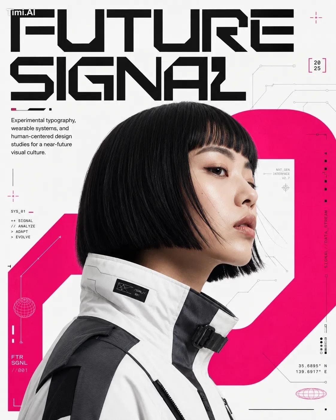Conceptual futuristic editorial poster design featuring [HUMAN] in a la… 2