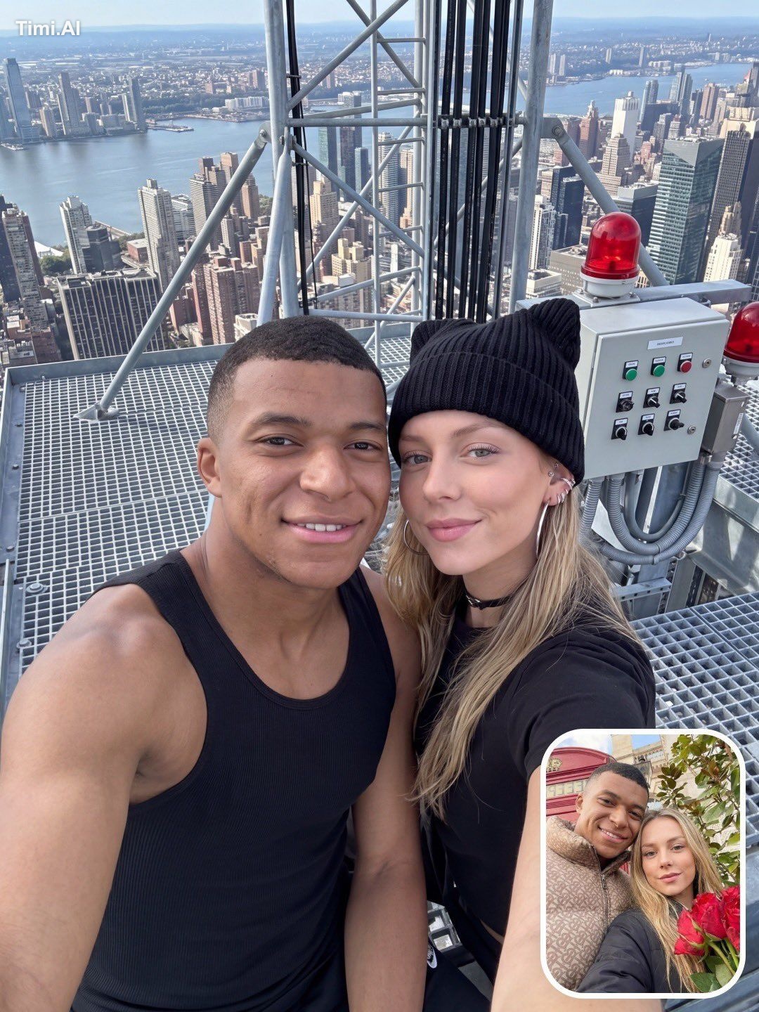 A hyper-realistic, ultra-detailed rooftop selfie on the top maintenance… 2
