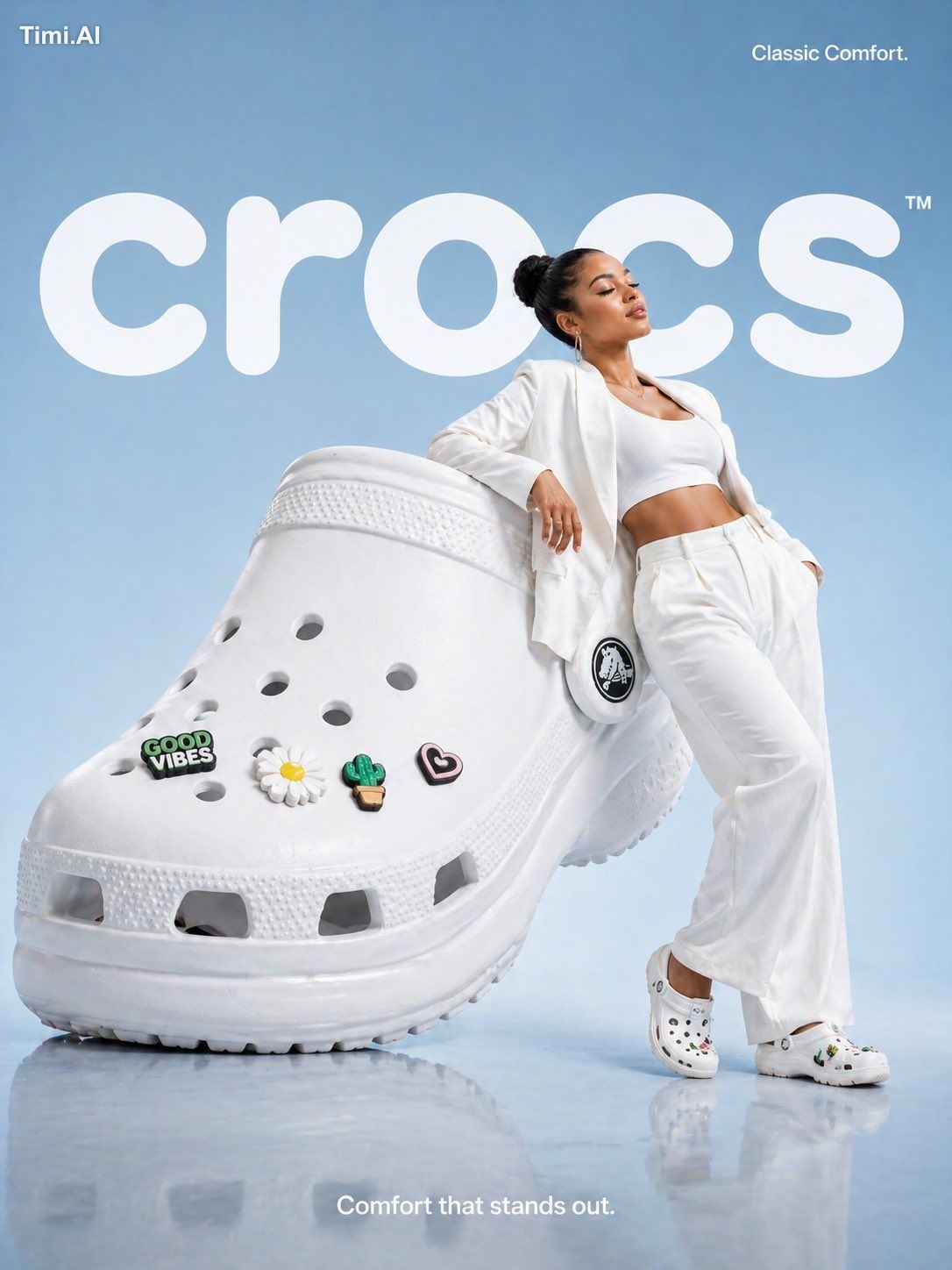 👇 Create a luxury high-end commercial advertising poster for Crocs foo…