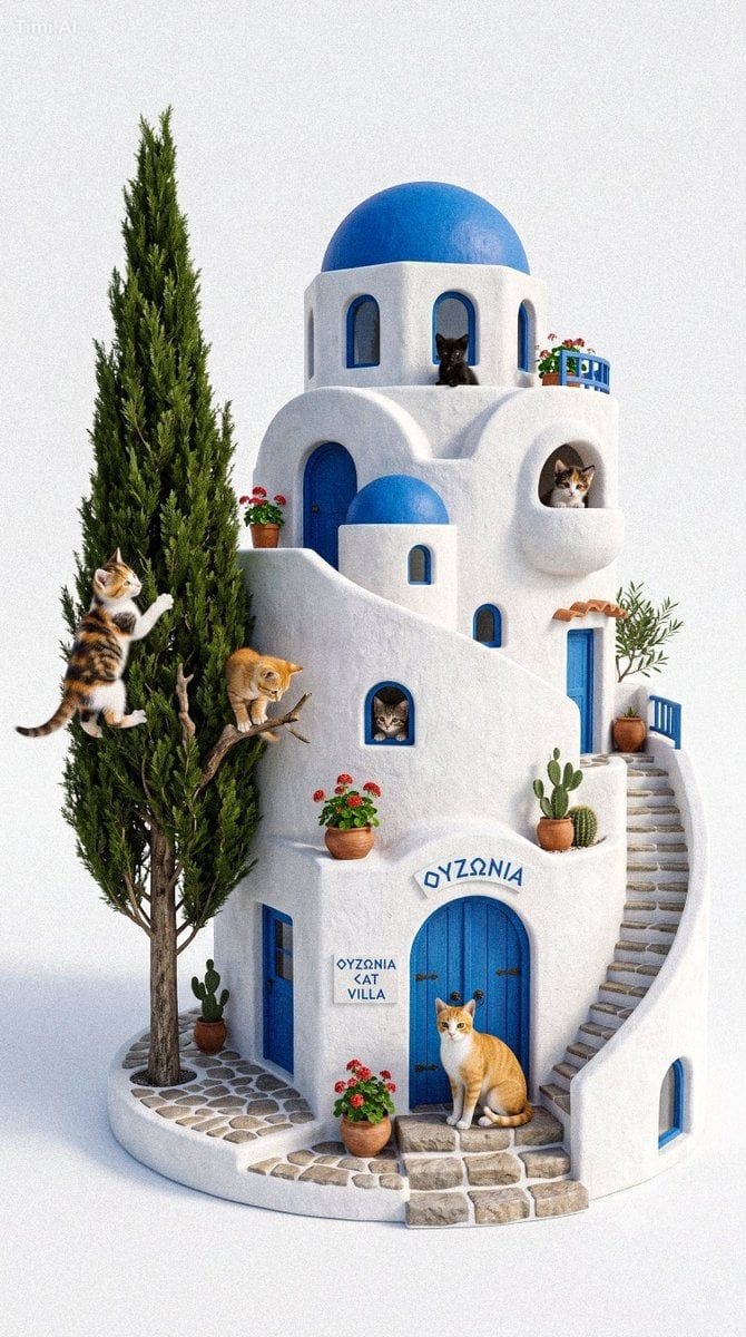 A breathtaking luxury cat house inspired by [Architecture Style], trans…
