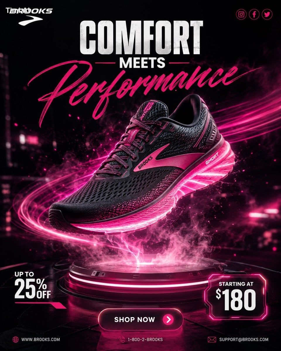 Ultra realistic premium commercial advertisement featuring a Brooks run…