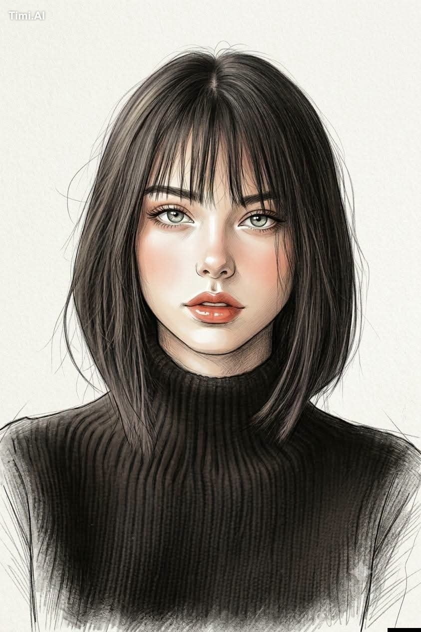 Ultra-premium handcrafted fashion portrait illustration blending elegan…