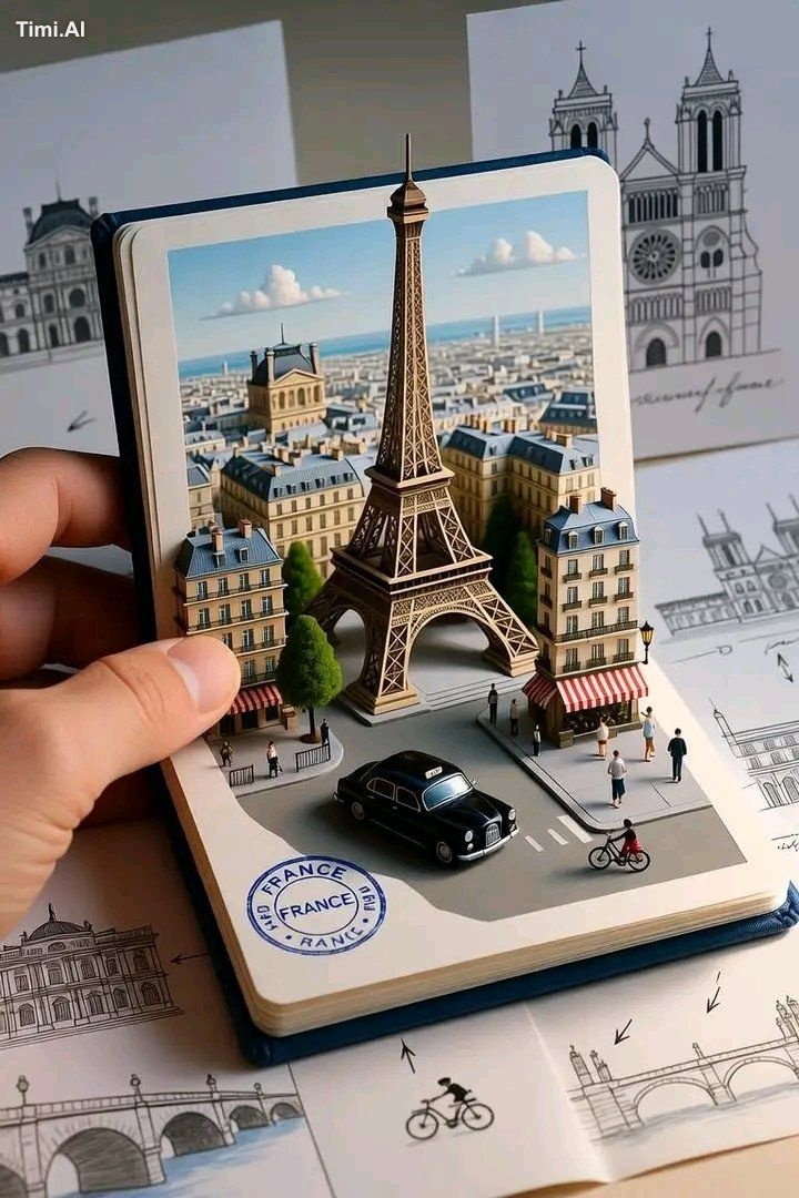 Create a highly detailed, surreal digital artwork that combines travel … 3