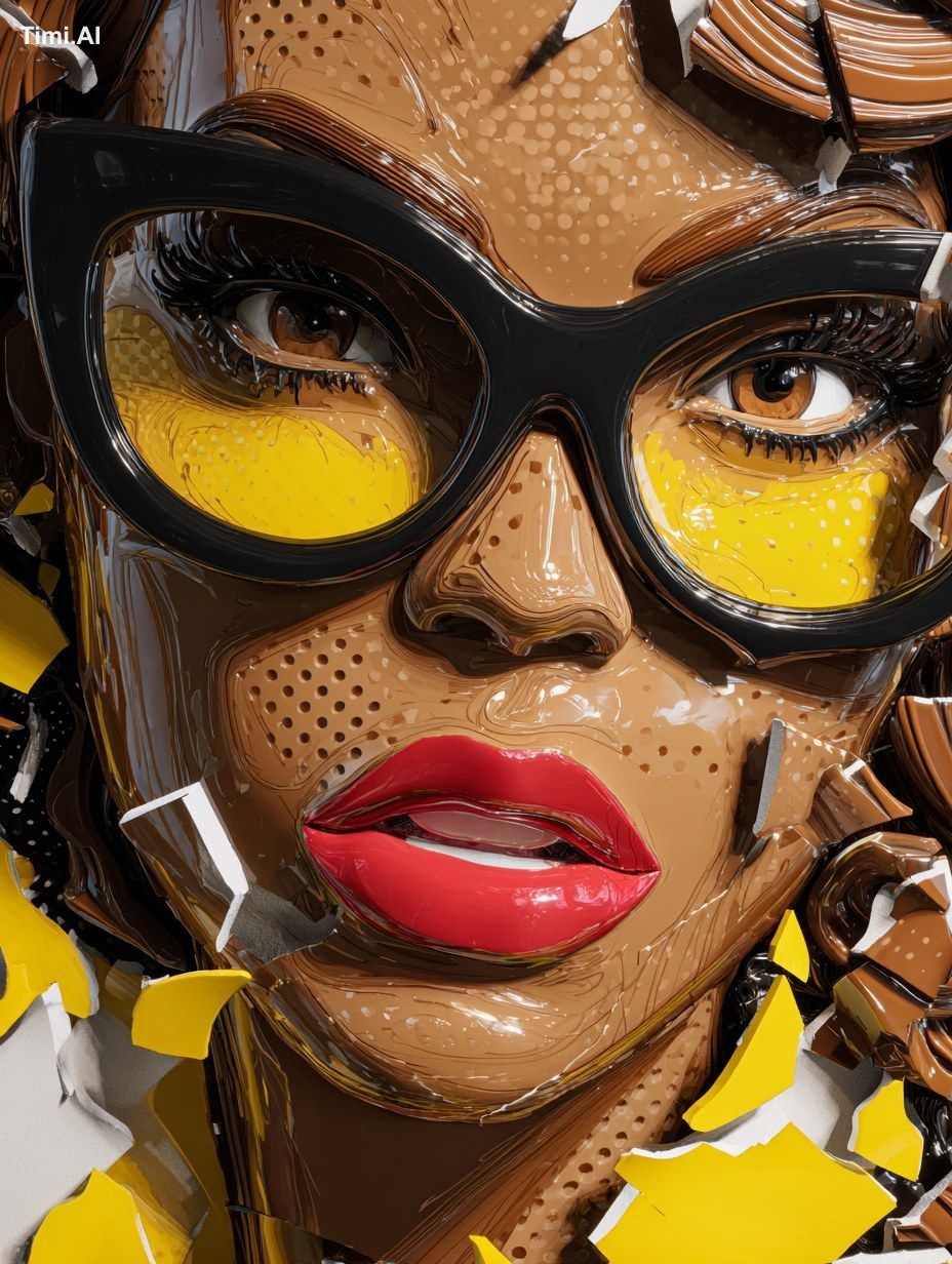 Hyper-detailed full 3D pop-art sculpture inspired by Roy Lichtenstein, …