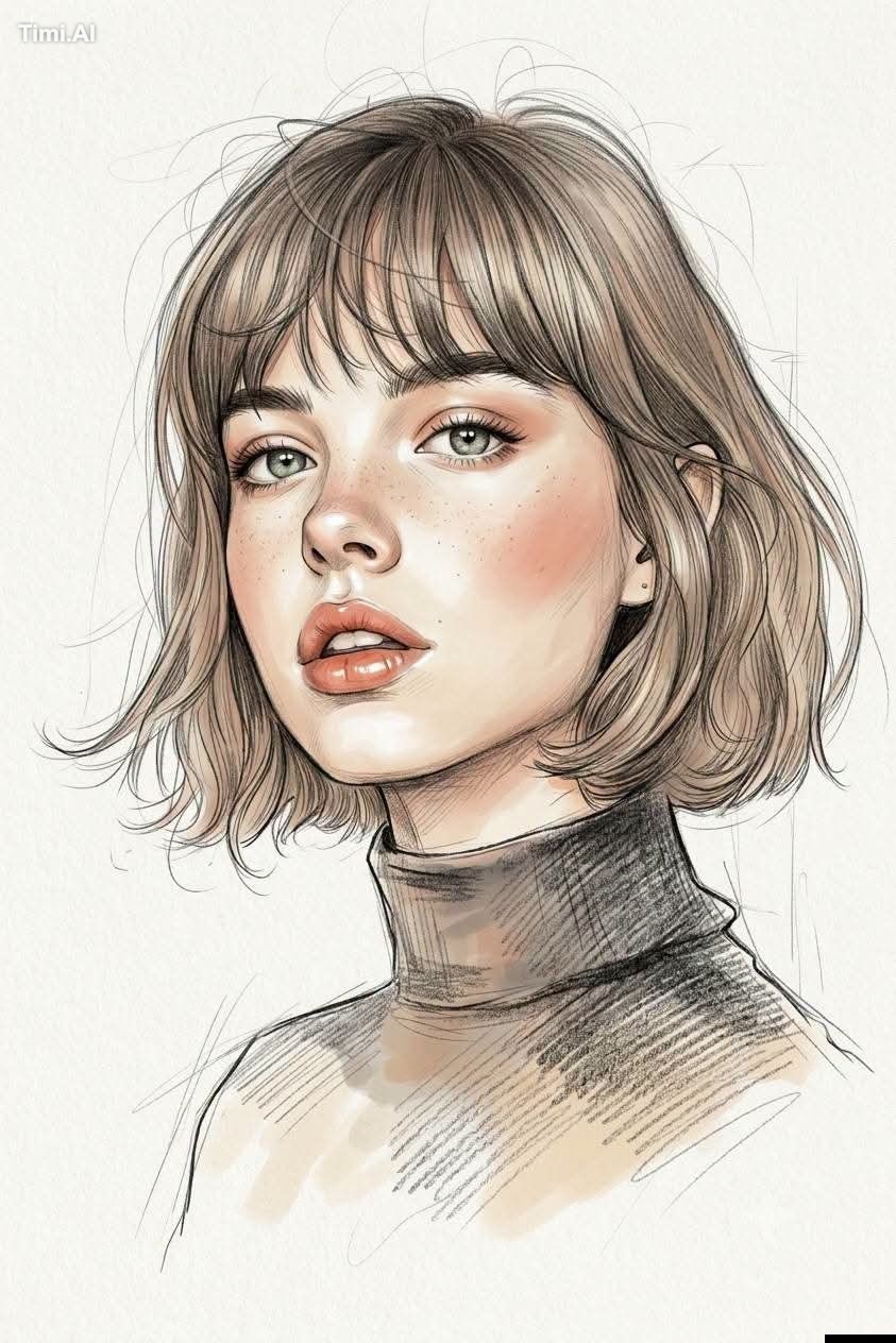 Ultra-premium handcrafted fashion portrait illustration blending elegan… 2
