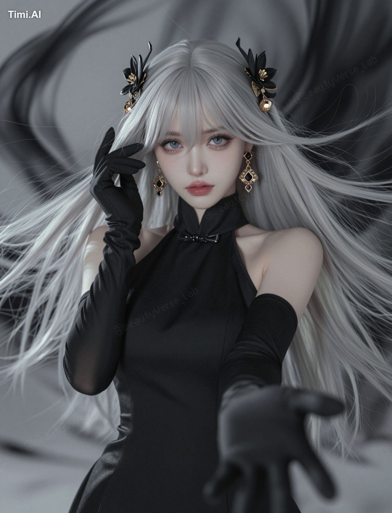A highly photorealistic, ultra-realistic dramatic portrait of an elegan… 3