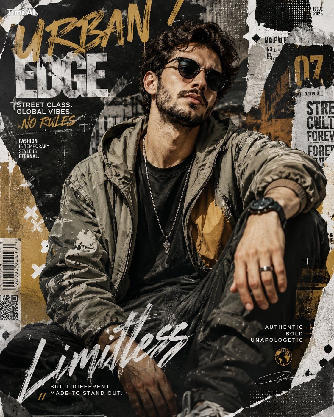Create a high-resolution 8K portrait poster in an Urban Fashion Editori… 1