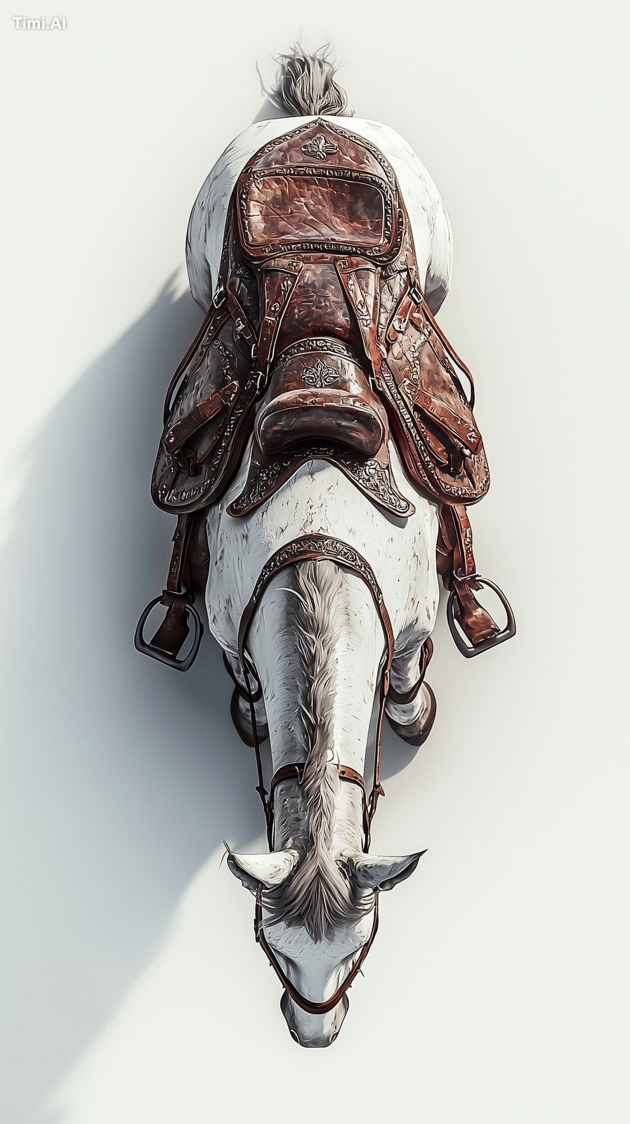 Horse with medieval saddle on white background, asset, tabletop asset, …