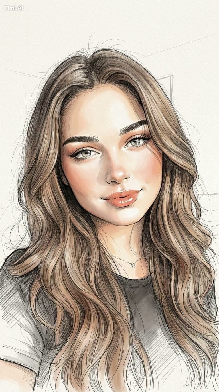 Ultra-premium handcrafted fashion portrait illustration blending elegan… 1