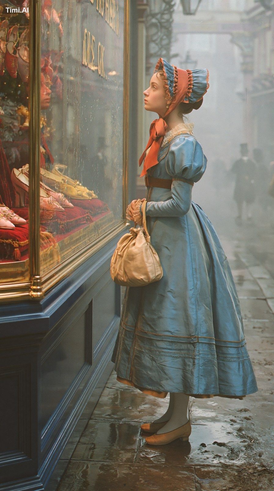 Candid documentary photograph, British Regency era. High society lady s…