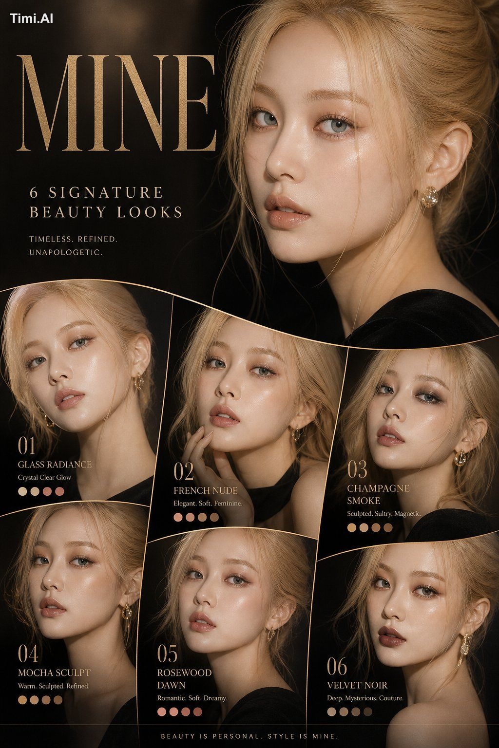 Ultra luxury cinematic beauty editorial campaign poster, premium haute …