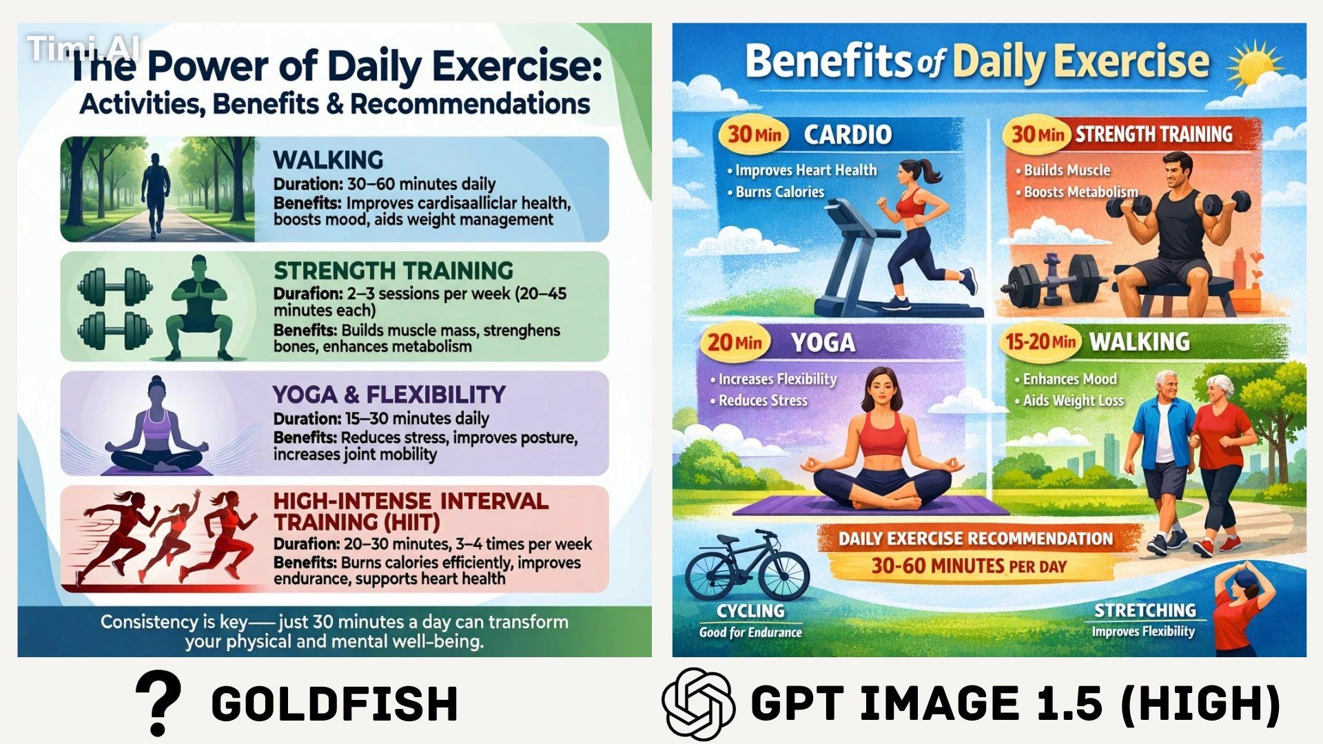 Design an infographic on the benefits of daily exercise, showing differ…