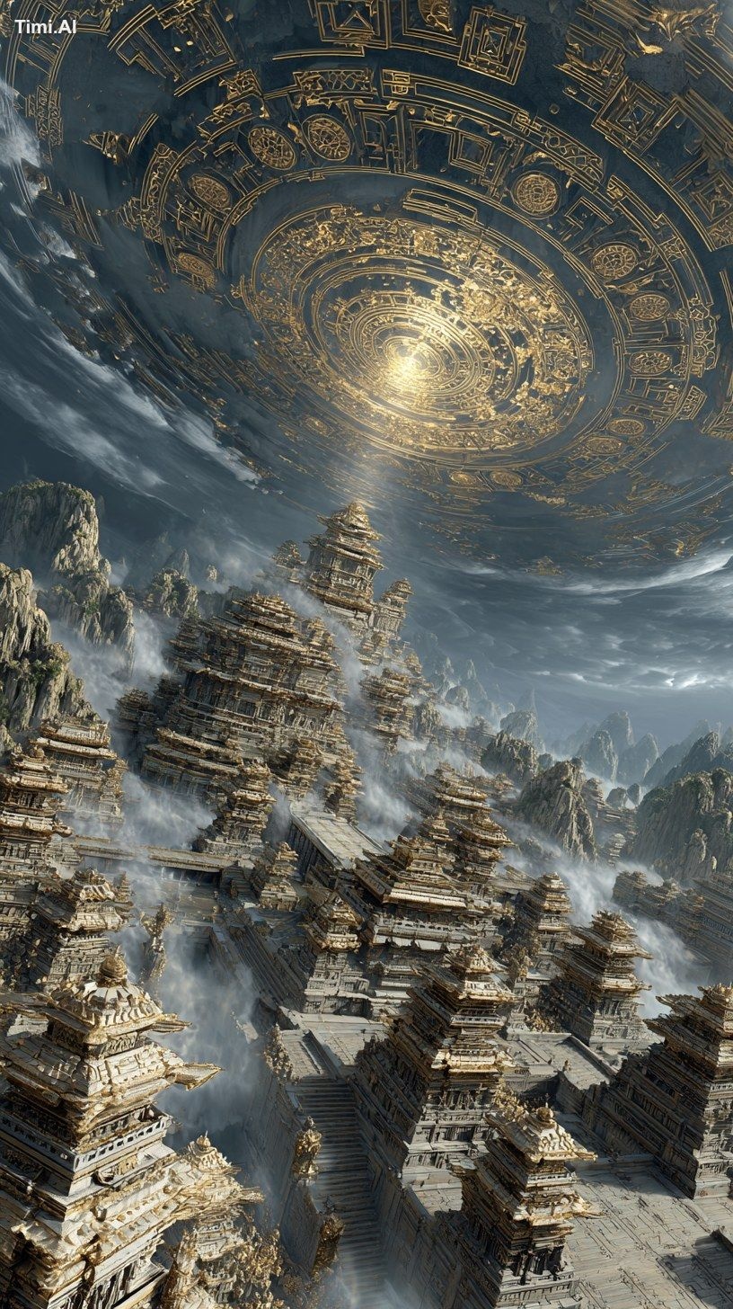 Cosmic justice composition in the style of epic historical painting mee…