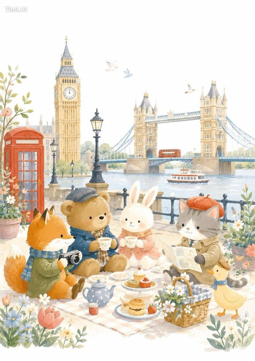 Create an adorable children's storybook travel illustration of [City]. …