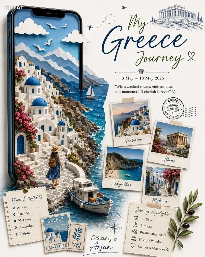 Create a premium personalized travel memory poster in 4:5 portrait form… 1