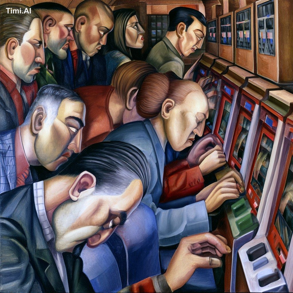 Modern art museum painting gambling it all at the casino slot machine f…