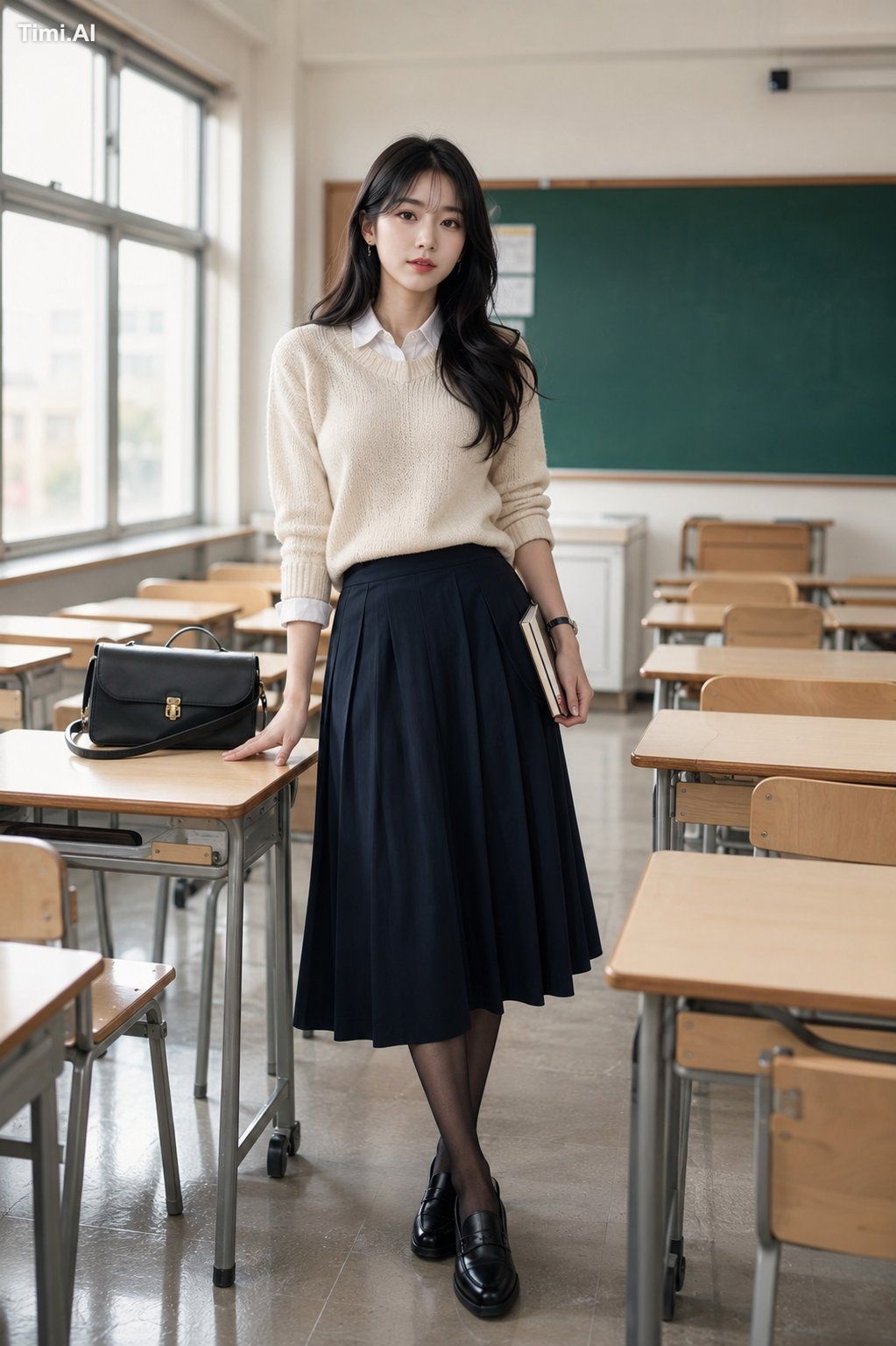 A stunning young Korean woman in a premium fashion editorial photoshoot…