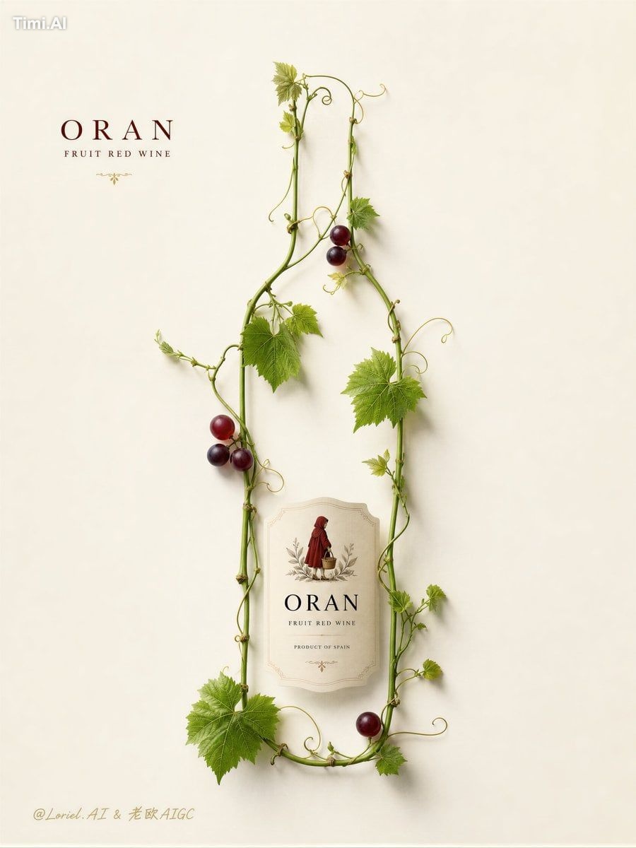 Create an ultra-premium minimalist poster for Oran Spanish fruit red wi…